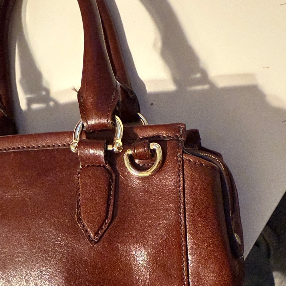 Brahmin Rich Brown Leather Brahmin Mini Schooner leather handbag in brown - Picture 8 of 12